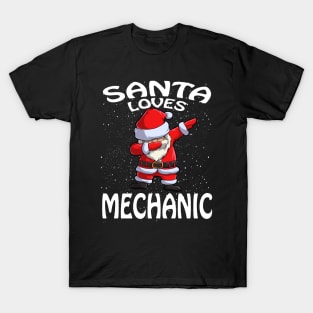 Santa Loves Mechanic Christmas T-Shirt